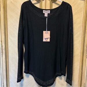Oliver Black Rhinestone Bling Dolman Sleeve Sweater NEW NWT